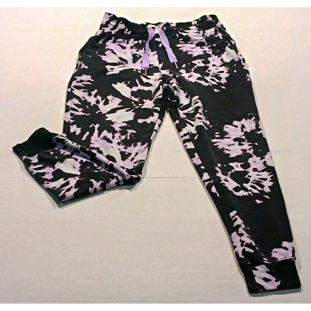Athleta Balance Tie Dye Willow Elfin Purple Jogger Pants S Drawstring Stretch
